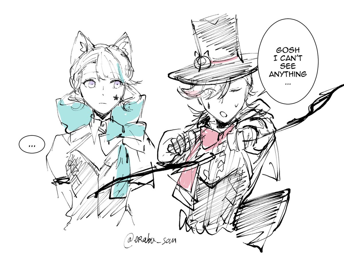 Erabu_san's tweet photo. His little sister got his back

#Lyney #Lynette #GenshinImpact https://t.co/cfYp3tvY4R
