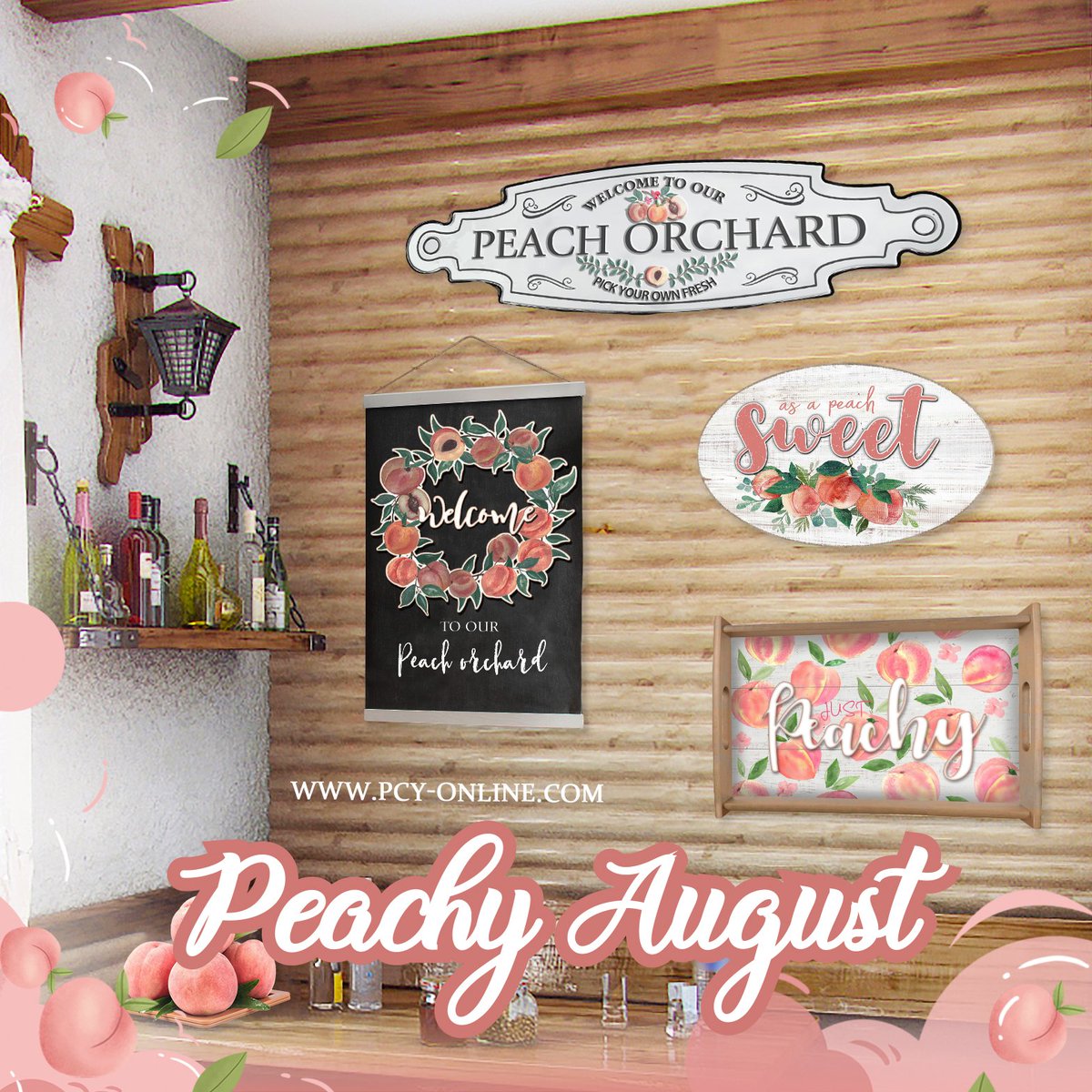 Felling’ Peachy? 🍑🍑🍑

August is National Peach Month. Shop this and more home &amp; garden decorative signs online at pcy-online.com

#peachdecor #peach #hellofall #August #walldecor #woodenwallsign #wholesalehomedecor #onlineshop #tradeshow #tradefair #onlineexhibition