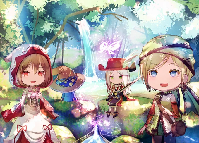 渓谷で涼むFF1 ドットのファンタジーってゲームの中では山とか森のアイコンの上をキャラが歩いてるだけだけど 実際には綺麗な秘境とか滝とかめっちゃあるんだろうなぁとか妄想 あとこのパーティは赤魔さんがタンク担当でHP最強は白魔さん ちょっとアンバランスな感じが好き