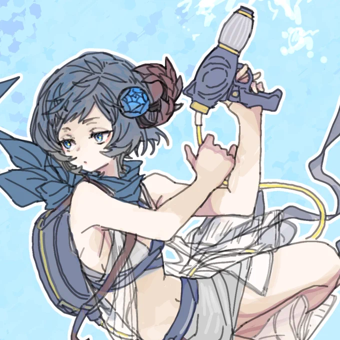 リリオラちゃん、色ラフまで完了しました! 今日はこの辺で止まろう…。冷静さを取り戻すために!!!  あと、まだ構図というかトリミングで悩んでいるので、2枚目にもう1つ参考用にザックリと描き足したり切り取ったりしたものも載せちゃう〜!  明日以降に好きな方を選〜ぼ!
