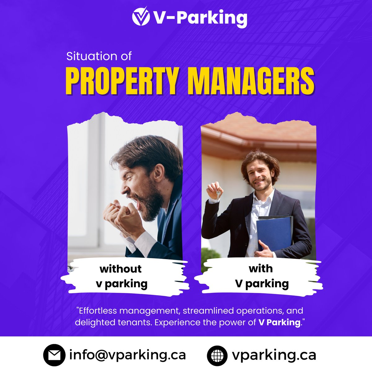 VParkingCanada's tweet photo. With Us and Without Us! 🅅 🅿️🅰️🆁🅺🅸🅽🅶 Discover the difference our efficient software makes in streamlining visitor parking management. Say goodbye to parking headaches and hello to hassle-free parking operations! #VParking #VisitorParking #ParkingManagement 🚗💨 https://t.co/6HWqFeqBdm
