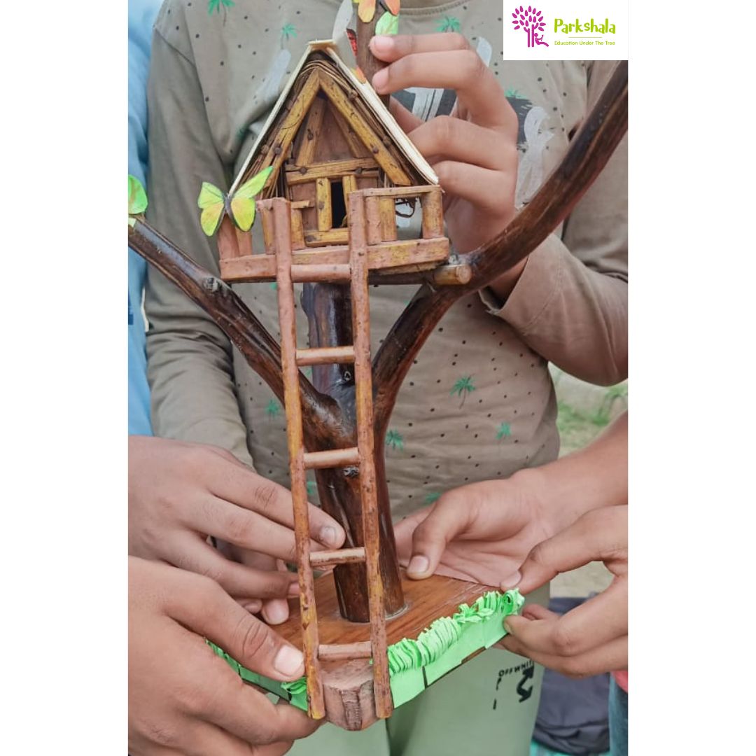 Didn’t we all dream of building our own tree house? 💭 Farman, Dev, Sourav & Ayush have truly amazed us with this Tree House they made. . #Parkshala #ngo #ngosofindia #noida #treehouse #artandcraft #craftideas #artideas #childrenofngo #ngosofinstagram #artists