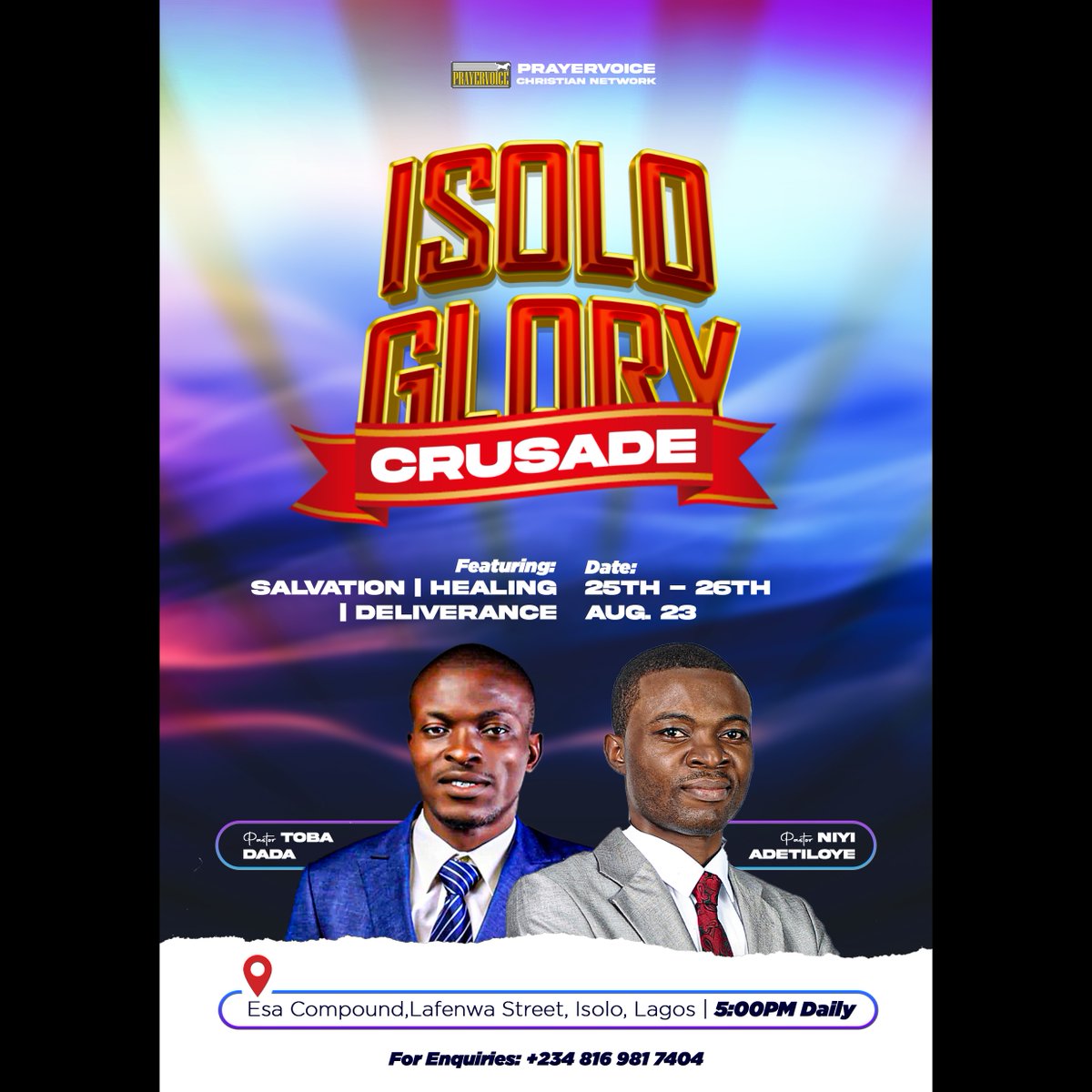 WeAreTDCI's tweet photo. Introducing #IsoloGloryCrusade #Salvations #Healings #Deliverance #PowerOfGod https://t.co/EMAwZtOhrv
