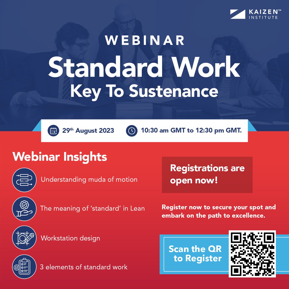 KaizenInstSA's tweet photo. Webinar on "Standard Work: Key to Sustenance"!

📅 Date: 29th August | ⏰ Time: 10:30 AM GMT

Discover the aspects of standard work and its role in ensuring sustenance.

Reserve your spot now! 👉https://t.co/gA171kHqeT

#WebinarAlert #StandardWork #LeanMethodology #Productivity https://t.co/lB3R3v23St