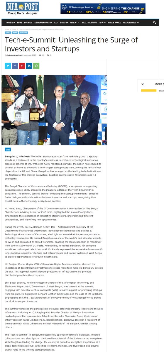 BenCham1833's tweet photo. An INCREDIBLE SUCCESS of the first-ever "Tech-E Summit" hosted by BCC&amp;I and InfinityGroup, in collaboration with Bandhan-Konnagar and the support of the Atal Innovation Mission Official. 🌐

🎙️ We were honored to have Shri Babul Supriyo, Hon'ble Minister 
#TechESummit https://t.co/qzvm8WLOo8