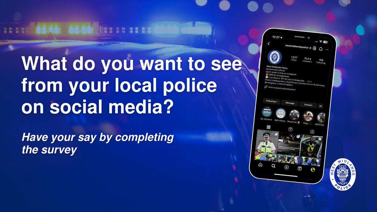 #SURVEY | Participate in an anonymous survey to help improve our social media presence🌟 We want to know what you find helpful and what you'd like to hear more (or less) about. Your input will help us get the right information to you in the right way. 👉 policeuksurvey.com/socialmedia2023