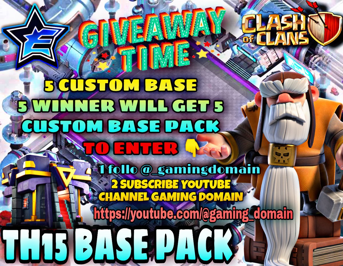 🥳 Attention 🎉
🥳 5 CUSTOM BASE GIVEAWAY
✅ 5 WINNER WILL GET 5 CUSTOM BASE PACK
How to ENTER 🤔
✅1. Follow <a href="/_GamingDomain/">ɢᴀᴍɪɴɢ ᴅᴏᴍᴀɪɴ</a> 
✅2. Subscribe my YouTube channel youtube.com/@gaming_domain
✅3. Tag 2 friends 
✅🔄 Retweet and like
Giveaway end on 10 August
❣️❣️