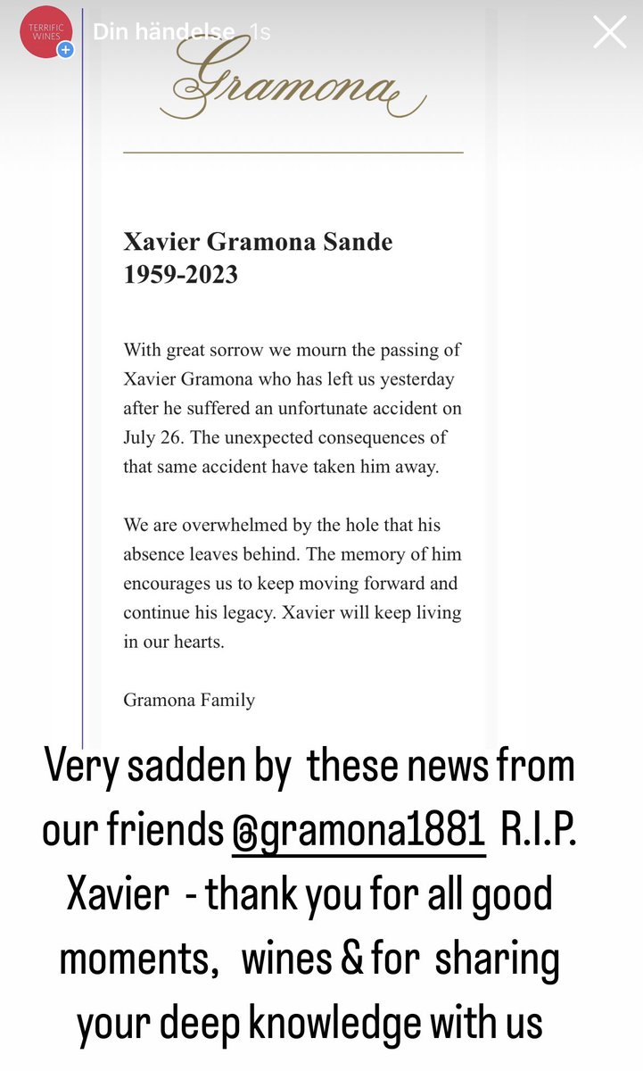 Sad news from our friends @Gramona1881 R.I.P. Xavier