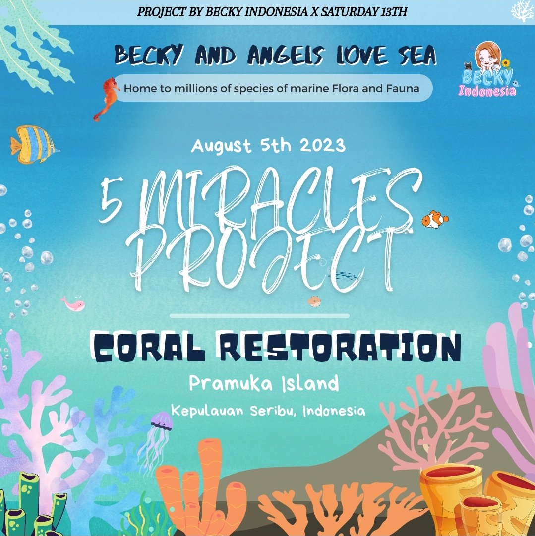 BeckyIndonesia's tweet photo. 🐳 𝑷𝑹𝑶𝑱𝑬𝑪𝑻 𝑩𝑬𝑪𝑲𝒀 𝑰𝑵𝑫𝑶𝑵𝑬𝑺𝑰𝑨 🐳

🪄 ＭＩＲＡＣＬＥＳ 🪄

Part 1 : BABY CORAL FOR BECKY

"Adoption 50 Baby Corals" in Tanjung Elang Marine Park Area and "Coral Reef Education Center" in Pramuka Island, Kepulauan Seribu, Jakarta.

As we know, coral reefs are partially damaged. while Reef corals build homes for millions of species of marine life, they support healthy ocean food webs, and they protect our coastlines. We hope that with our project can help in the preservation of natural resources, especially in the sea.

#beckysangels #beckyindonesia