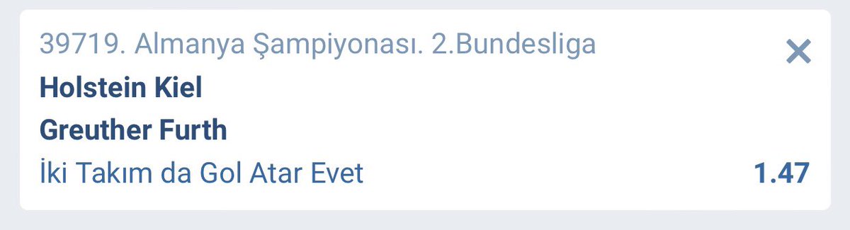 Holstein Kiel - Greuther Fürth 

İki takımda gol atar 

Bol şanslar ✌️

Link : bit.ly/3bvajuK