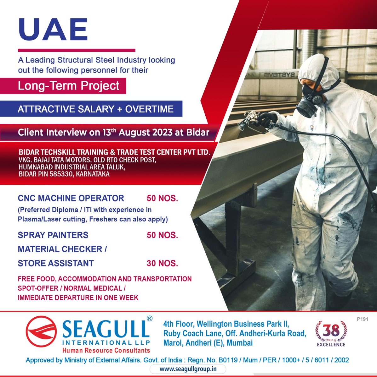 hrd1_seagull's tweet photo. UAE JOBS
LONG TERM PROJECT
IMMEDIATE DEPATURE IN ONE WEEK
CLIENT INTERVIEW ON 13th AUGUST IN BIDAR
WALK IN INTERVIEW ON 07th & 08th AUGUST 2023
.
.
.
#uaejobs #cncmachineoperator #spraypainters #materialcheckers #storeassistan https://t.co/gaEmwS9Gpq