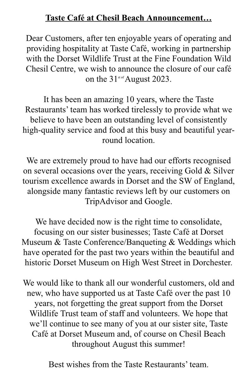Taste Café announcement…