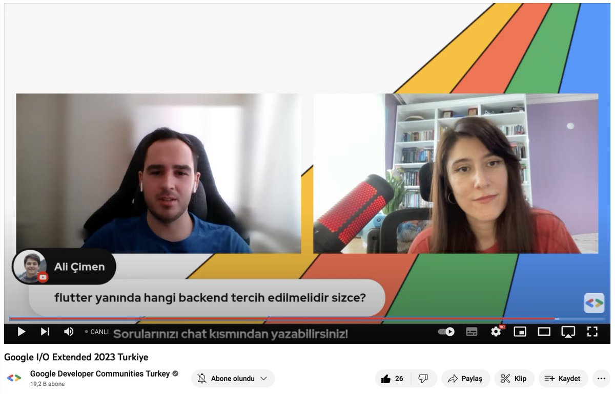 Google I/O Extended 2023 Türkiye etkinliğinde, Flutter ve Dart'taki yenilikler hakkında konuştuk! 🎉

emeği geçen, katılan, izleyen herkese çok teşekkürler 💙💙💙

yayın linki: youtube.com/watch?v=x2fkCn…

#flutter
<a href="/Flutter_Turkiye/">Flutter Türkiye 💙</a> <a href="/flutterankara/">Flutter Ankara</a>