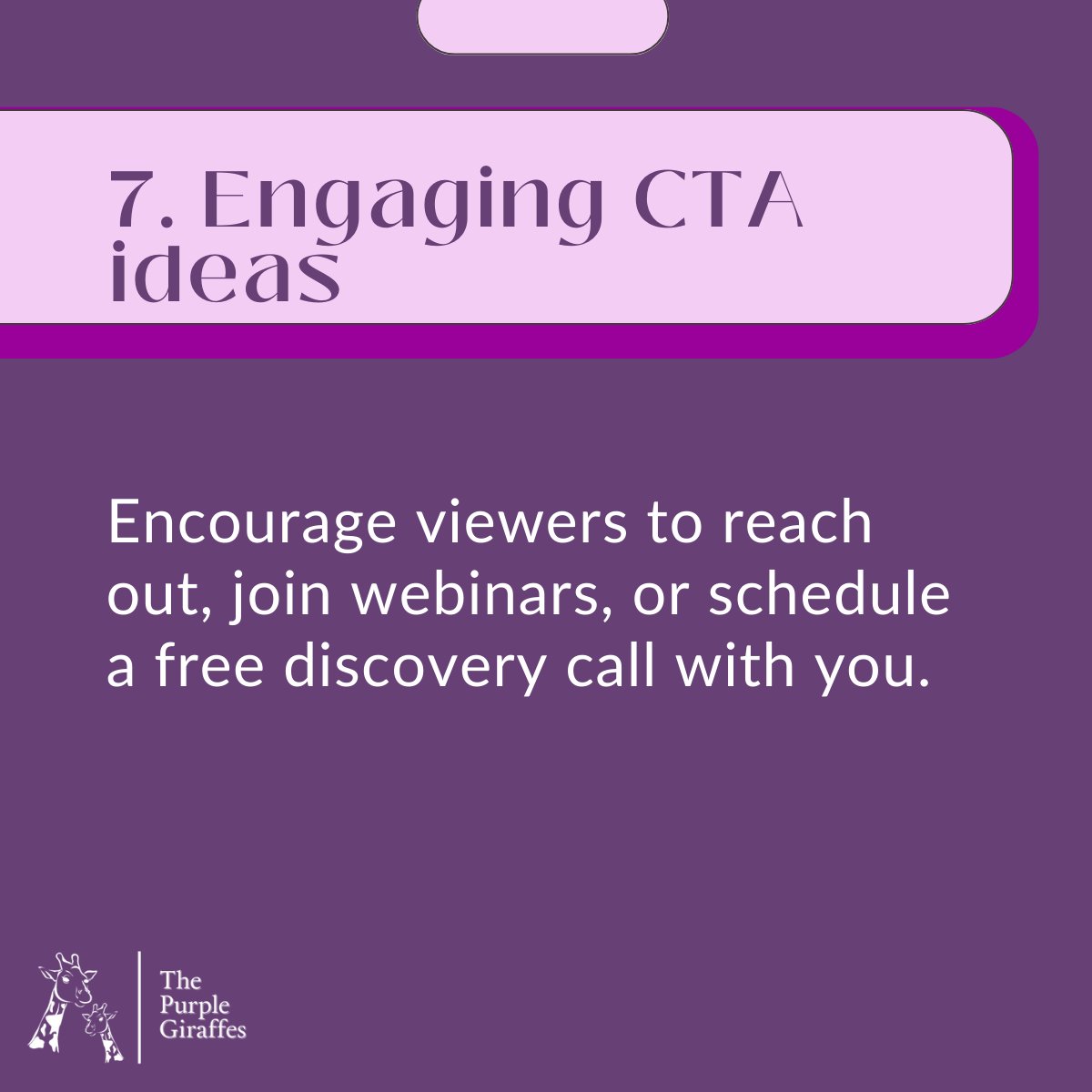 anzel_botha's tweet photo. 7️⃣ Engaging CTA ideas: Encourage viewers to reach out, join webinars, or schedule a free discovery call with you. https://t.co/1WlKPyrBFV