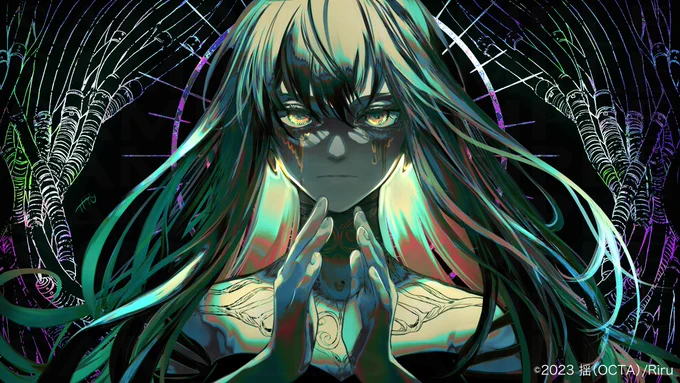 【#揺Work絵】 Riru様の『Mr.ワンダーランド/ feat.flower』MVイラストを担当させていただきました! 狂気の世界に喝采を…!是非御覧ください  詳細はリプツリーにて↓