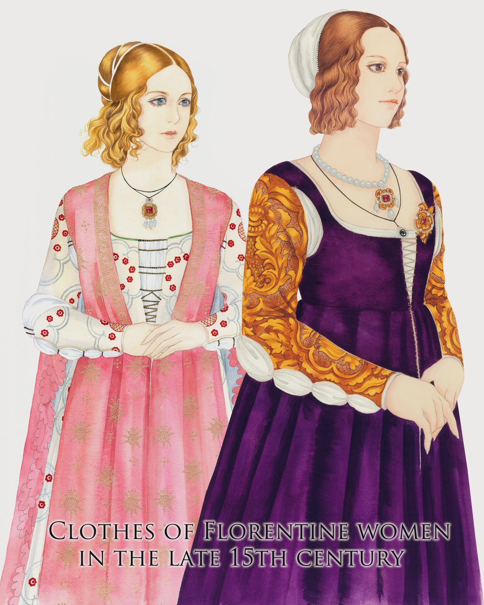 In the late 15th century, Florentine women's clothing presented an elegant and harmonious style, with moderate proportions and concise yet exquisite details showcasing the cultural charm of the area.
#renaissance  #botticelli  #medici #historicalcostume #florence #15th