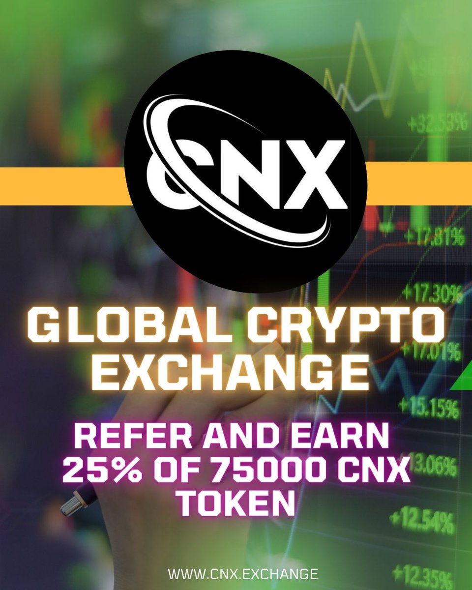 REGISTRATION LINK:  cnx.exchange/registration?s…
REFER AND EARN 25% OF 75000 CNX TOKEN
#cnxexchange #cnxtoken #cnxtokenairdrop #cnxtokenpresale