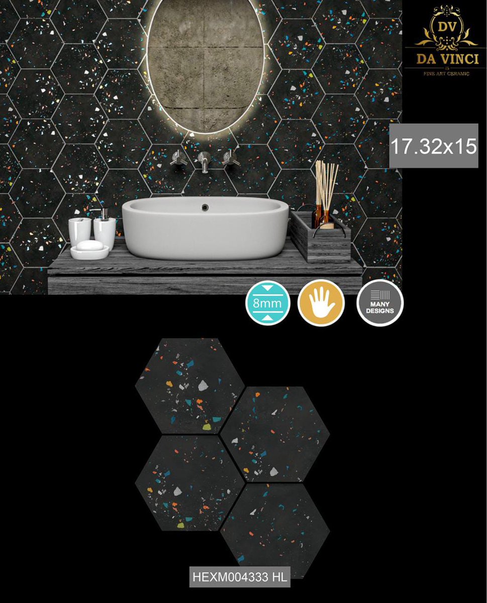 CeramicCzar's tweet photo. Enhancing the upscale aesthetic of the home with the use of these sophisticated ceramic tiles. Choose a variety of tiles from Da Vinci Tiles.

➤ Important Designer Wall Tiles
➤ 150x173 mm
➤ Matt Finish
➤ Design Code : HEXM004333 HL

https://t.co/swGp3hgJxm https://t.co/kPwCg9LAWS