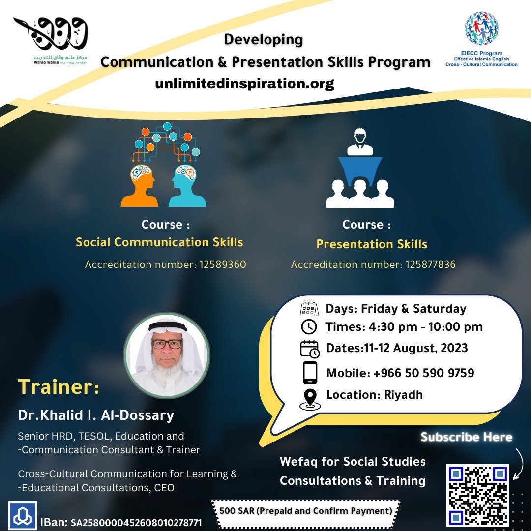 Midadeco's tweet photo. يتشرف مركز الحوار الحضاري للاستشارات التعليمية بالتعاون مع مركز تدريب وفاق بالرياض
 بدعوتكم للمشاركة في برنامجنا التدريبي "تطوير مهارات التواصل والالقاء" 
 سجل هنا
https://t.co/B4rZmUwAO2
الاستثمار في الدورة : ٥٠٠ ريال
الدورة تقام حضوريًا في المركز وليست عبر الإنترنت https://t.co/wJsV0YqDX1