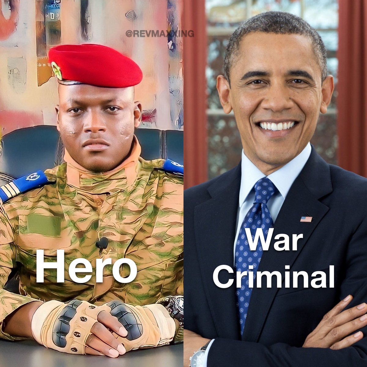 KNOW THE DIFFERENCE. Ibrahim Traore is a Hero. Obama is a War Criminal.