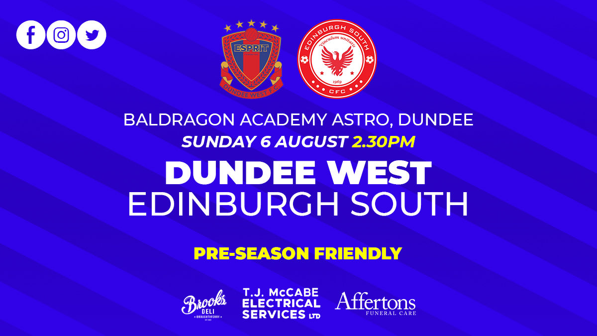 🗣 Our Women’s team look forward to hosting <a href="/escfcladies/">Edinburgh South Women</a> tomorrow afternoon in a pre-season friendly at <a href="/BaldragonAcad/">Baldragon Academy</a> Astro.

Home Strip Sponsor - T.J McCabe Electrical Services Ltd 

Tracksuit Sponsor - <a href="/Affertons/">AffertonsFuneralCare</a>