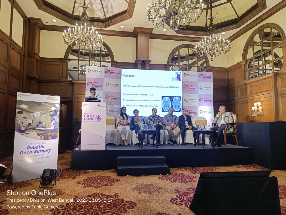 Acute Promyelocytic Leukemia: a malignancy with excellent outcomes, provided initial coagulopathy is managed vigilantly

Had a wonderful panel discussion on Pediatric #APL moderated by DrShyam Srinivasan(TMH) and chaired by legendary Prof Banavali , at #Medica Cancer Conclave