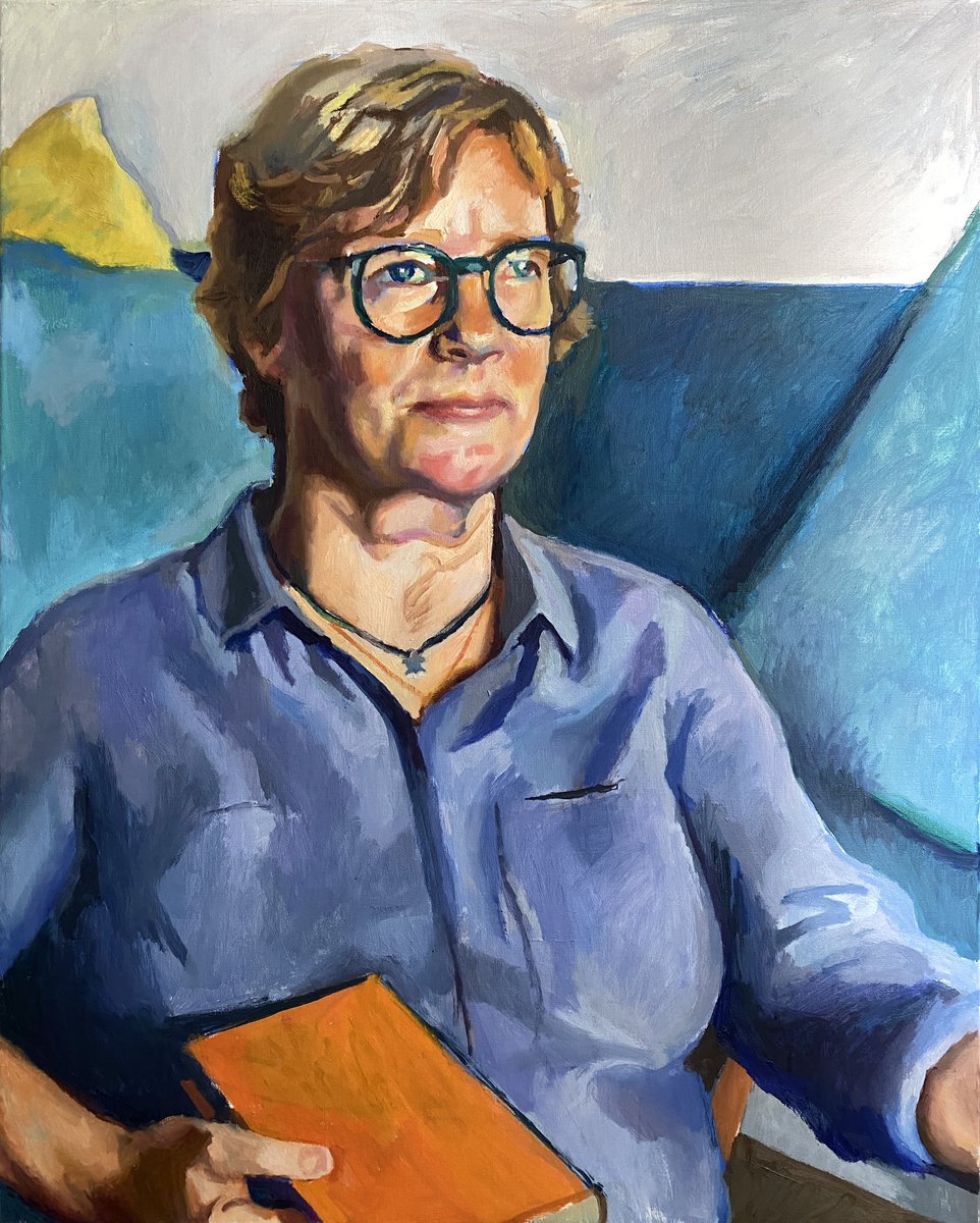 Hot off the easel - my portrait of brilliant author @Sarah_Bakewell whose new book on the history of #humanism #humanlypossible is out now. Many thanks to Sarah for giving me so much of her time @Humanists_UK @americnhumanist @ChattoBooks @JANUSZCZAK #portraitpainting #philosophy