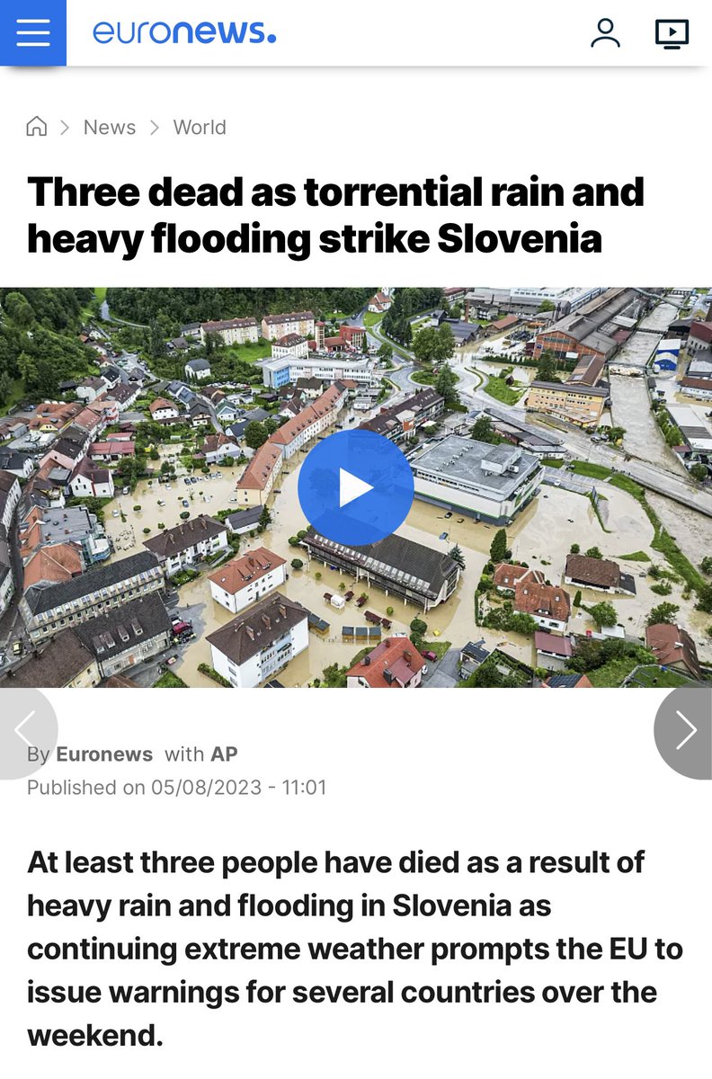 Devastating to see the heavy floods affecting Slovenia &amp; causing the loss of lives of fellow citizens. 

We will be supporting &amp; standing by Slovenia in the short &amp; long term.

🇪🇺❤️🇸🇮

euronews.com/2023/08/05/thr…
