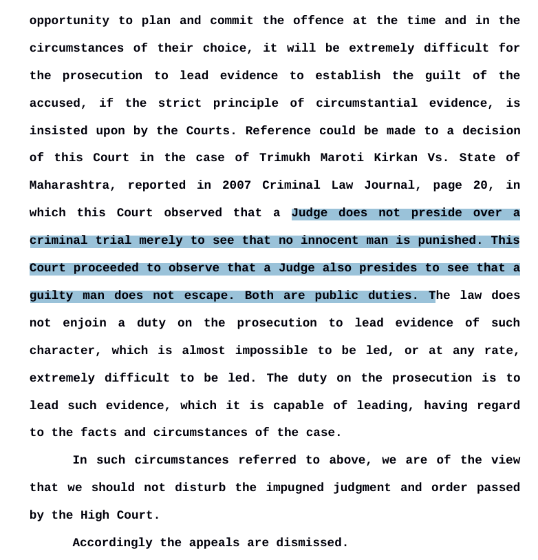 caseciter's tweet photo. "Judge does not preside over a criminal trial merely to see that no innocent man is punished. This Court proceeded to observe that a Judge also presides to see that a guilty man does not escape. Both are public duties."

- #SupremeCourt https://t.co/Qh8seocEEr