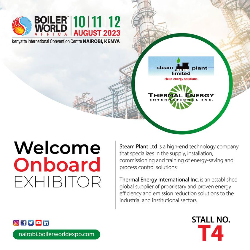 DutaKamau's tweet photo. See you at #BoilerWorldAfrica Conference
@ENdunguV 
@EssieWanjiru23 @gutujune125 @NguchieG57277 
#SteamPlant #Efficientenergysolutions https://t.co/gt01gx2wAV