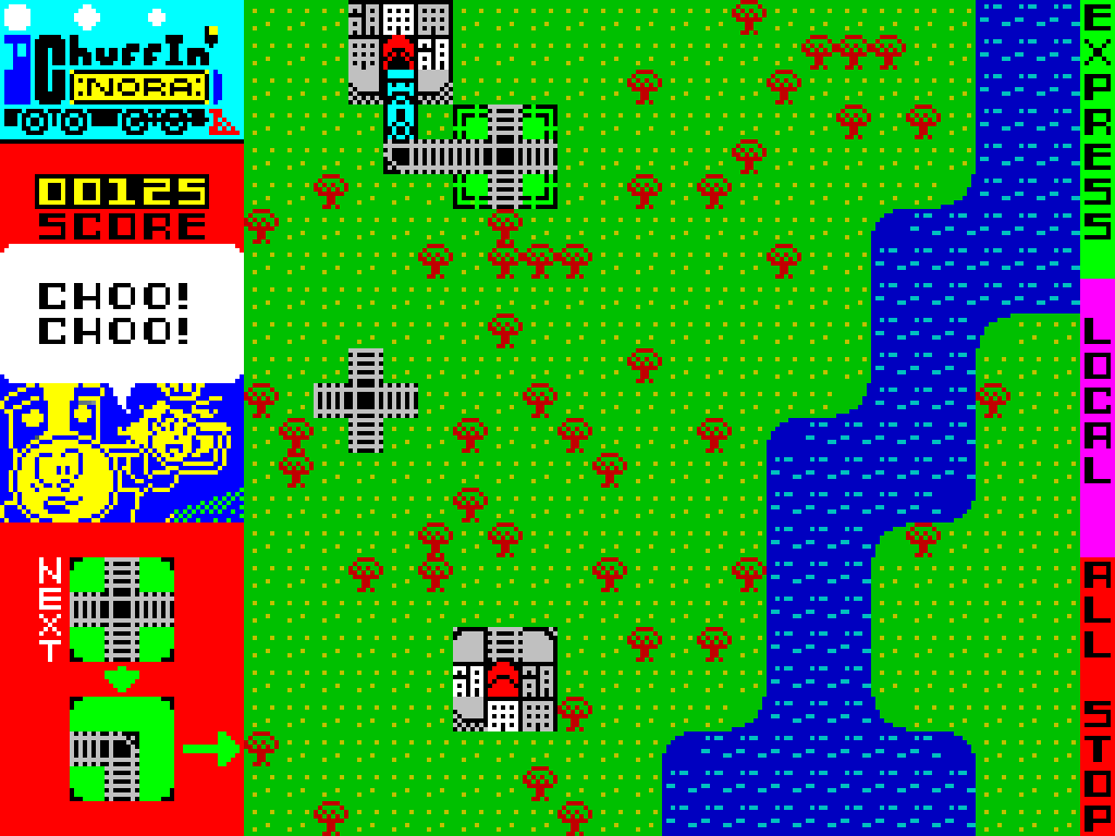 PuttyCAD's tweet photo. Puttycad Presents a Rich Pea game: Chuffin' Nora #chuffinnora #screenshotsaturday #zxspectrum #game #games #retrogames #puttycad #puttycadpresents #199range #budgetgames #RichPea https://t.co/idFNGtcYw0