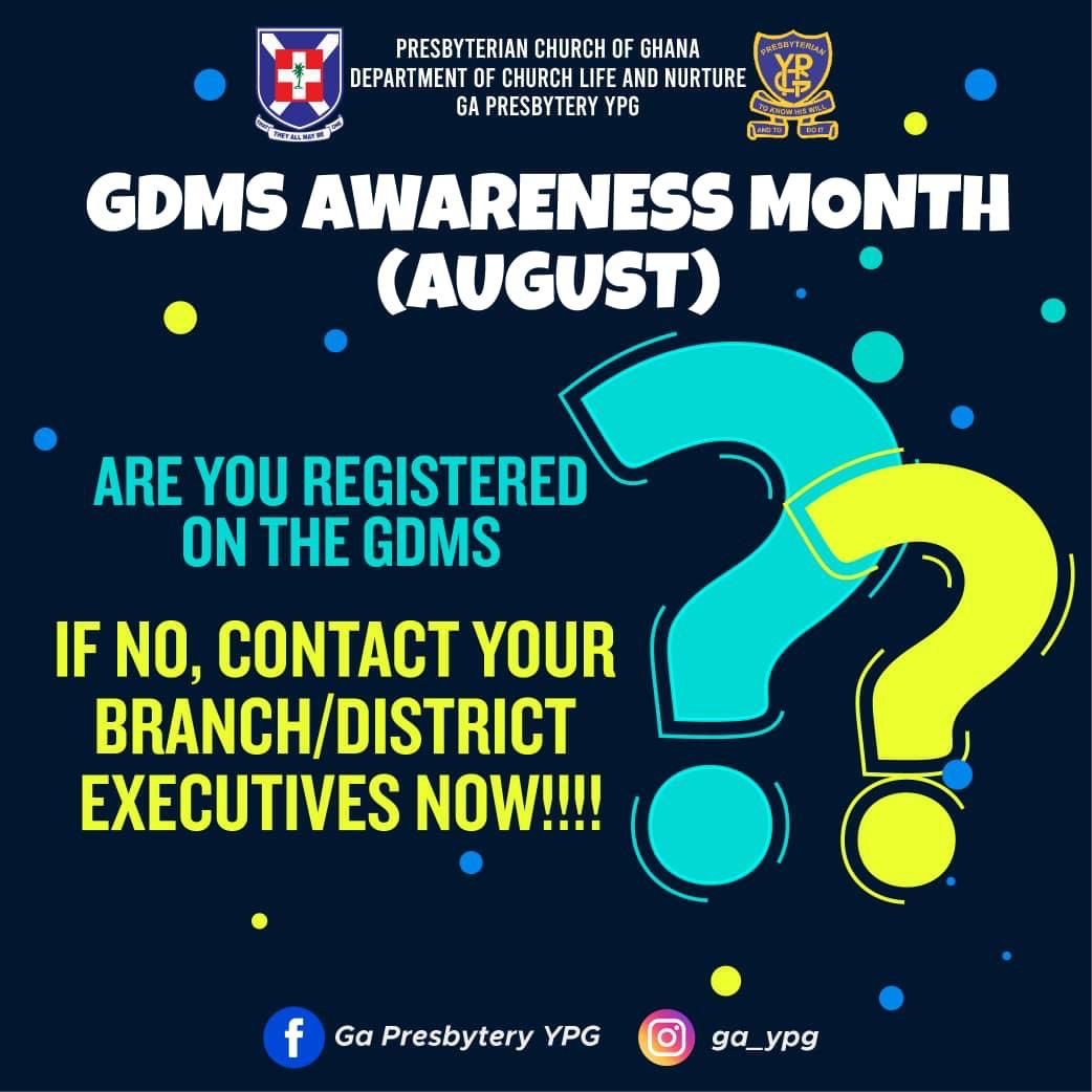 ga_ypg's tweet photo. REGISTERED❓️
The Guild Database Management (G.D.M.S.) is an initiative of the National Secretariat of the Young People's Guild (YPG) to enlist all members unto one digital platform.
Contact your branch executive to register NOW!
#GDMS #TheDigitalGuild
#ServiceAllTheWay https://t.co/TEPcdMzgLL