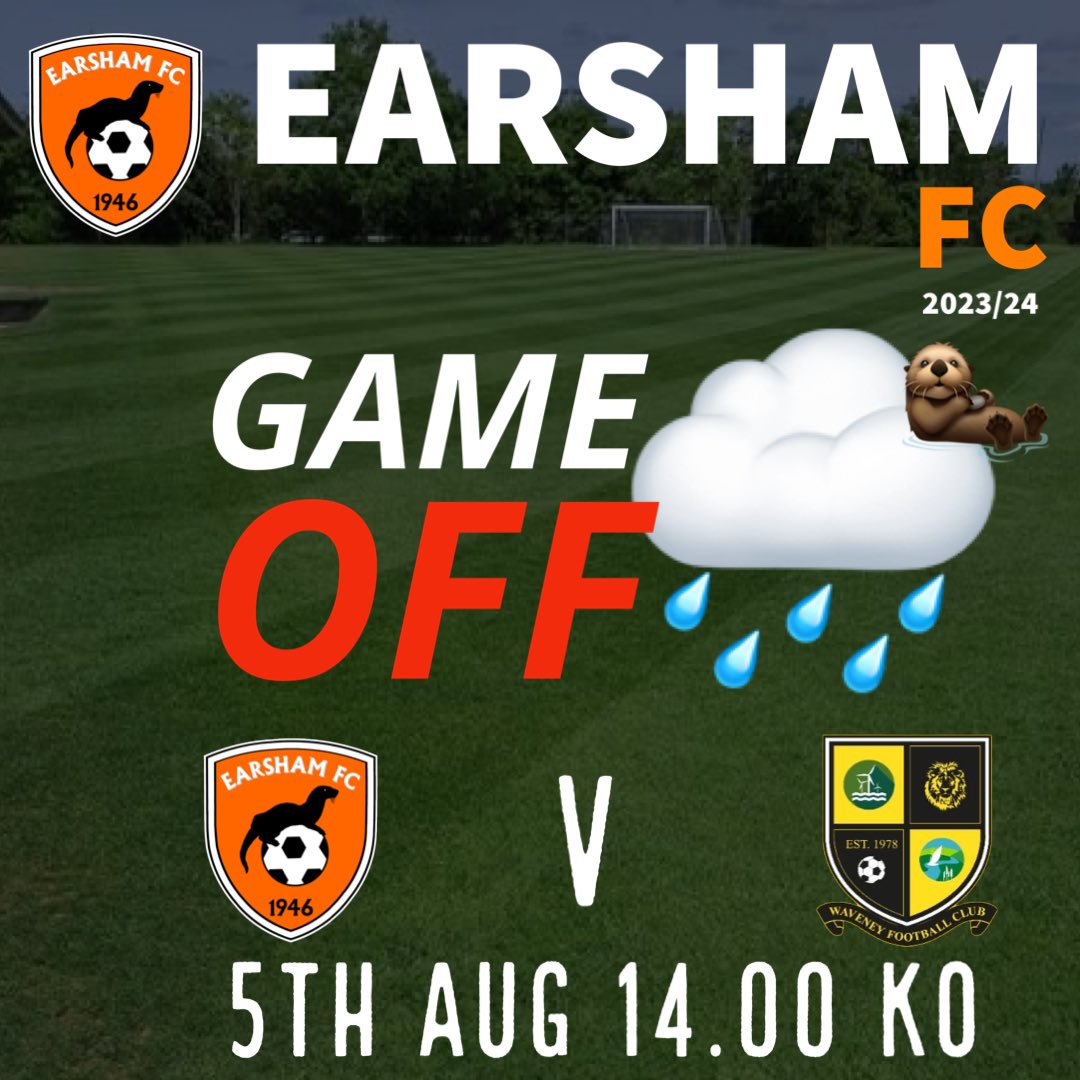 TheEarsham's tweet photo. ❌🌧️❌🌧️❌

Unfortunately due to the adverse weather conditions todays game will no longer proceed! 
🦦🦦🦦

#UpTheOtters https://t.co/7h5LtJkfM1