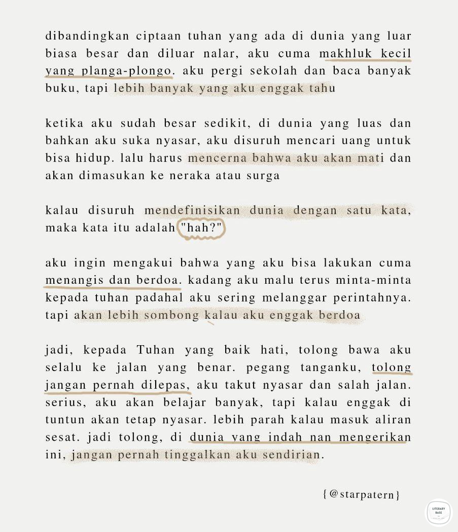 literarybase's tweet photo. Di dunia yang indah nan mengerikan, jangan pernah tinggalkan aku sendirian
— Karya https://t.co/XDBgyb4EUy