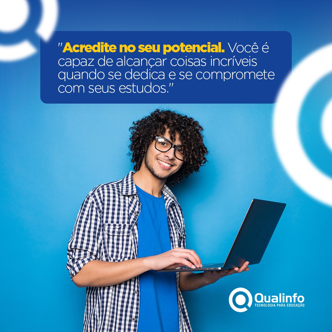 qualinfo's tweet photo. Acreditamos que você tem o potencial para chegar e conquistar o que deseja. Seja perseverante e não desista. 
A Qualinfo acredita em você!

#Qualinfo #Software #Educação #GestãoAcadêmica #tecnologia #IES #gestao #processos #sistemadegestão #faculdade #acadweb #plataforma https://t.co/kY6mdDHkkF