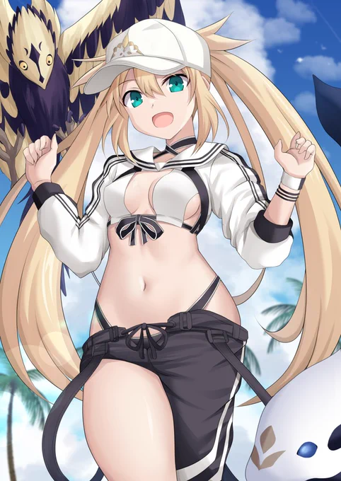 水着キャストリア描きました!帽子+アルトリア顔に弱いんだ僕は。 #FGO