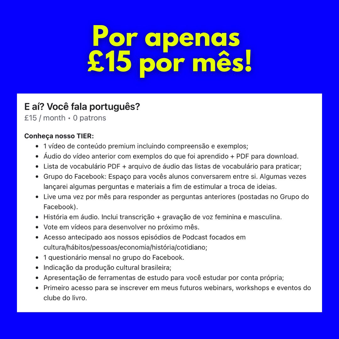 eaiportuguese's tweet photo. Pay monthly to access exclusive contents! Let’s learn 🇧🇷 Portuguese 💙 https://t.co/tPjWv88K0a