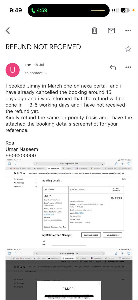 umrkhtb's tweet photo. So I had paid 25,000 INR towards Nexa for car booking and as per there guidelines I should get a refund within 3-5 working days .Been 20 days already.Cheated by the oldest player in automobile industry.
Shame @Maruti_Corp 
@NexaMaruti https://t.co/PdTLpqPz9h