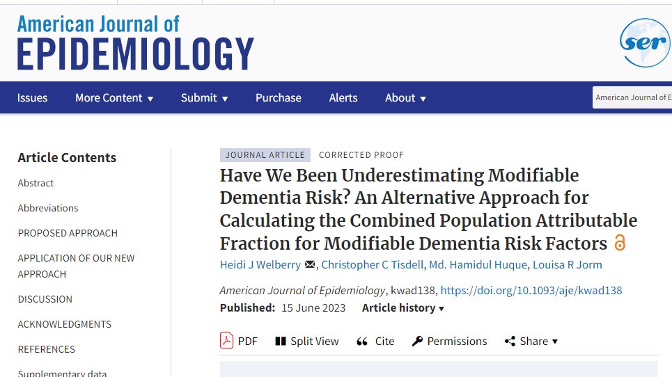 Have We Been Underestimating Modifiable #Dementia Risk? An Alternative Approach for Calculating the Combined PAF for Modifiable Dementia Risk Factors academic.oup.com/aje/advance-ar… <a href="/IRNDP_Network/">IRNDP</a>