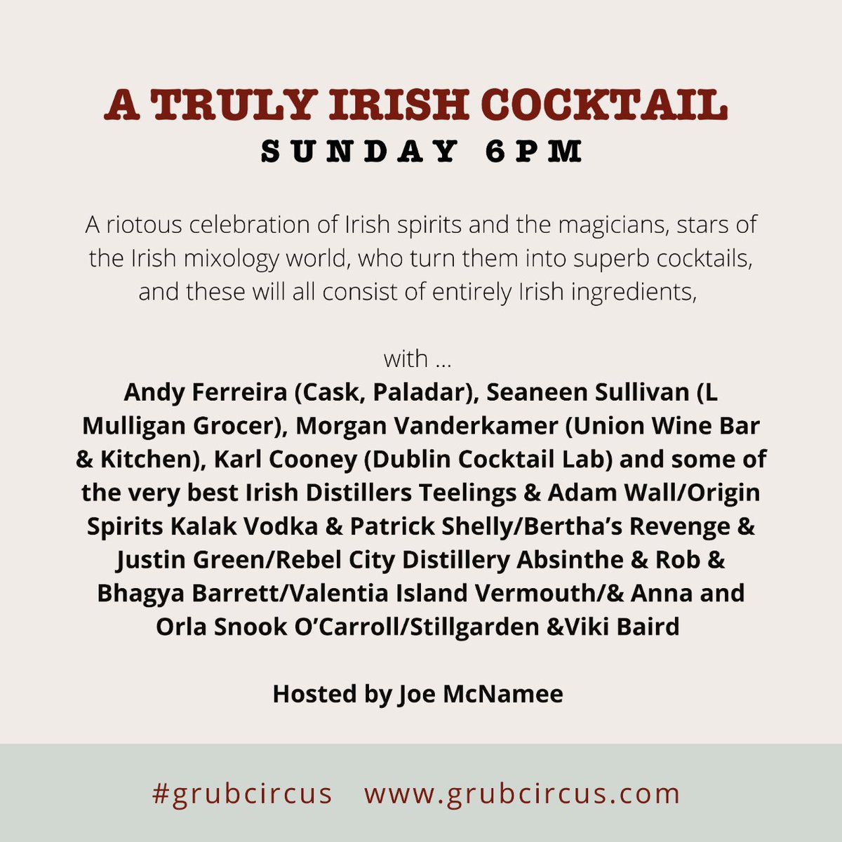 grubcircus's tweet photo. See full schedule in bio or at https://t.co/of91t8Wdgh 

#GrubCircus #foodfest @ATN23 #AllTogetherNow

@cask_cork @seaneensullivan @kalakvodka @berthasrevenge @rebelcitydistil @stillgardend8 @jozeemac https://t.co/zxZz19YuUV