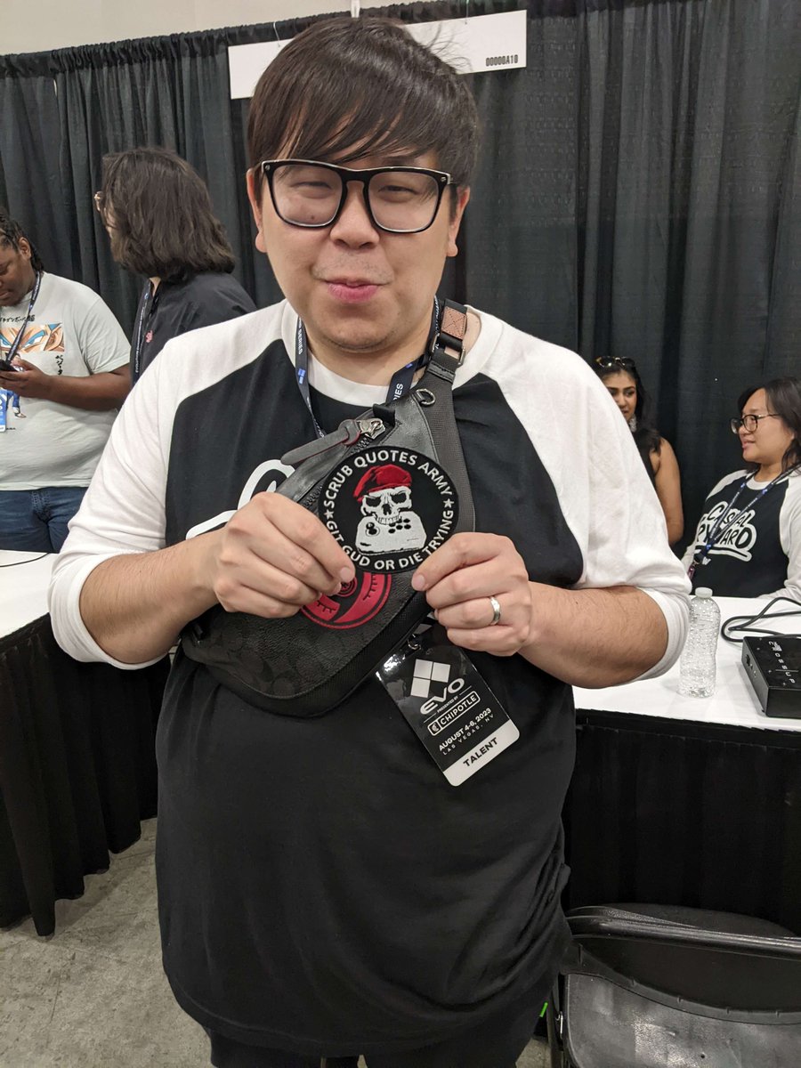 ScrubQuotesX's tweet photo. [ Win a not-sold-anywhere SCRUBQUOTES ARMY patch! Follow and RT during EVO day 2 to win! ] https://t.co/wRLAwFLInE