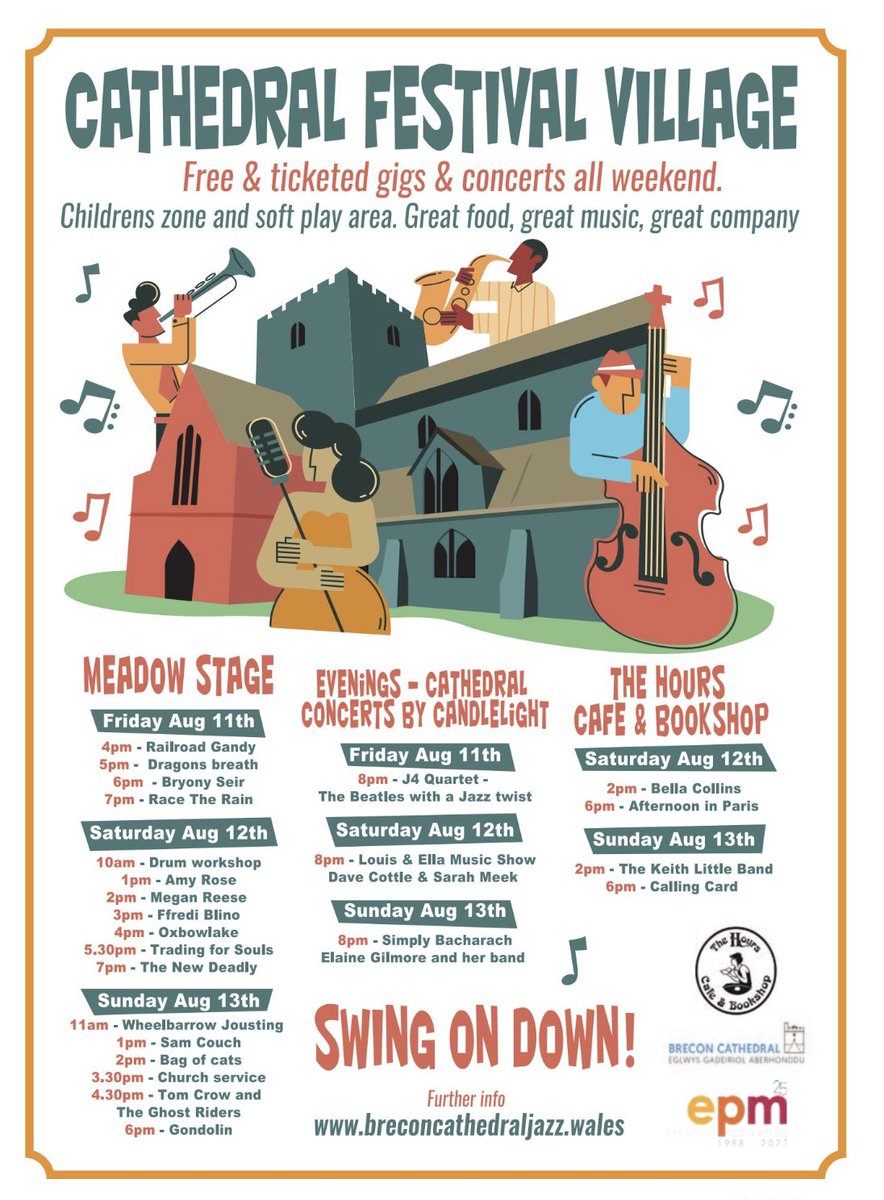 re shared: <a href="/CathedralJazz/">CathedralJazzBrecon</a> 

Lots going on in the Cathedral Village next weekend for the Jazz Festival.
Free gigs and concerts and some paid shows indoors:

breconcathedraljazz.wales

Brecon Cathedral 
The Hours Cafe &amp; Bookshop 

#breconjazzfestival40
#cathedraljazz
#welovebrecon