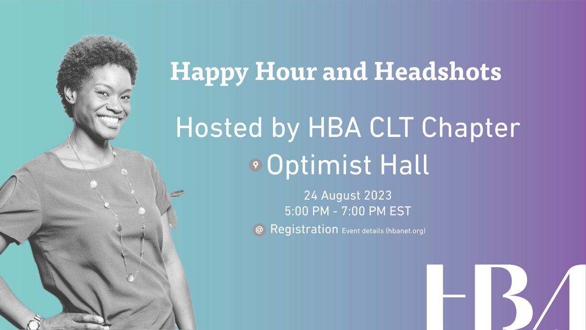 HBA Clt Happy hour! 
August 24th 5-7pm Optimist Hall
Registration information:

bit.ly/44XbsSc
