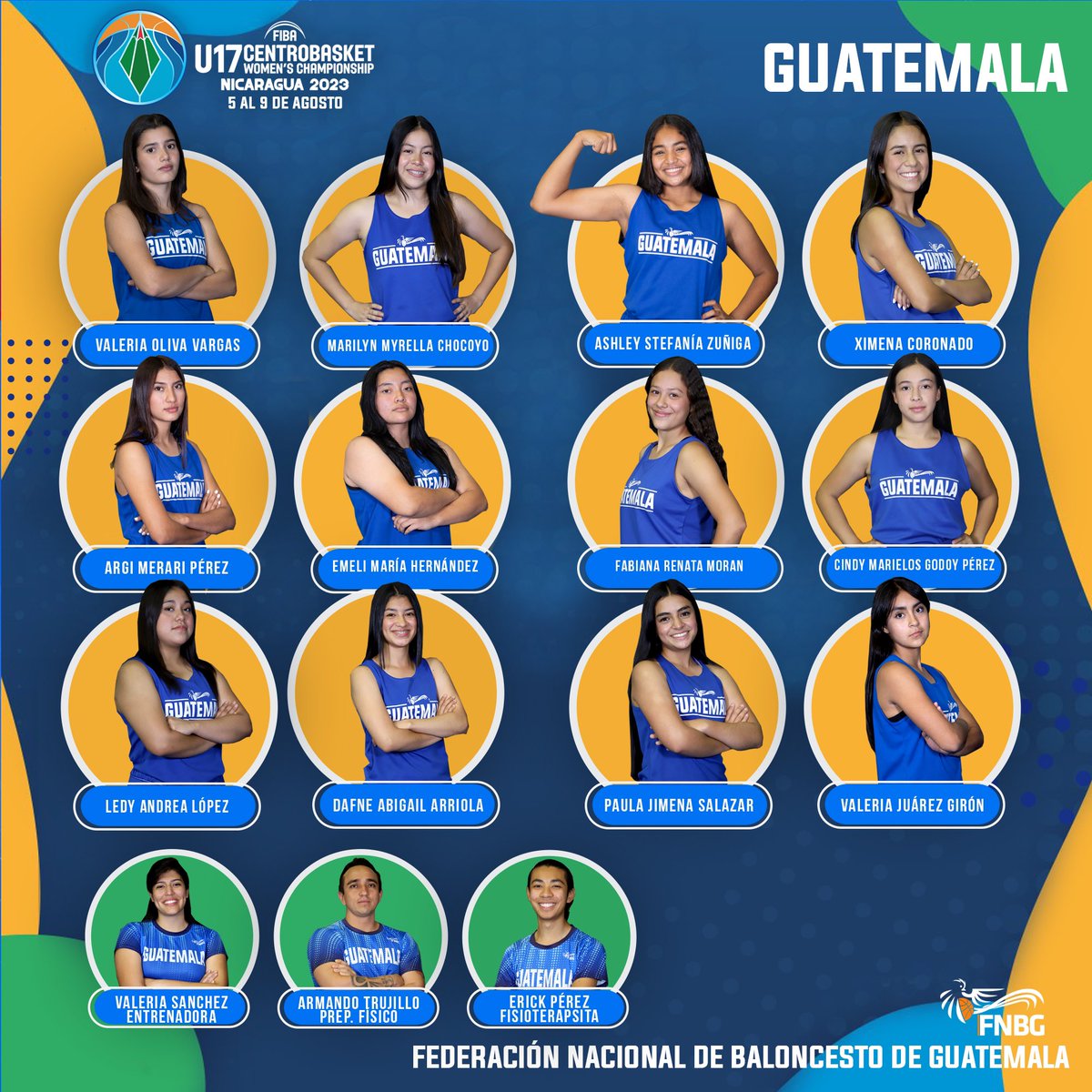 fnbgoficial's tweet photo. Centrobasket femenino U17, Managua, Nicaragua del 5 al 9 de agosto 2023. 

Guatemala estará participando en el Centrobasket U17, como parte del grupo B, buscando su clasificación a la siguiente fase, junto a Panamá, Puerto Rico y Costa Rica.

Desde ya les deseamos éxito!!
💙🤍💙 https://t.co/yMSJAdy1Lb