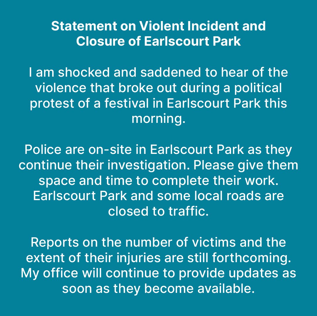 Read my statement on the violent incident and closure of Earlscourt Park 👇🏼