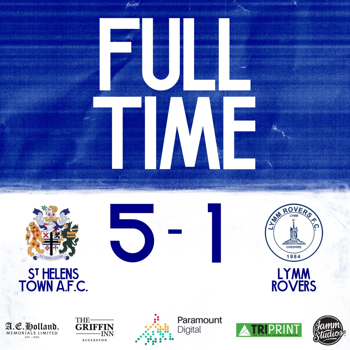 sthelenstownfc's tweet image. FULL TIME!
ST HELENS TOWN A.F.C. 5 v 1 LYMM ROVERS

@PDigitalLtd @thegriffininn #TellinsTown #StHelensTogether #StHelens #ExTerraLucem #nonleague