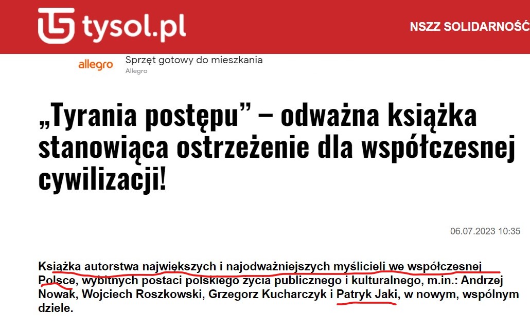 Doktor Jaki został zaliczony przez Tygodnik Solidarność do grona największych i najodważniejszych myślicieli (!!) we współczesnej Polsce🤦‍♂️🤣🤣