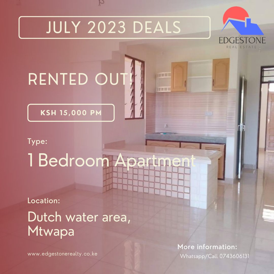 EdgestoneReal's tweet photo. Our team at Edgestone helped dozen of renters in Mtwapa find their dream apartments last month! 
Check out our top 3 deals for the month of July, 2023!

#apartmentsforrent
#housetolet
#househunting https://t.co/m6QCvQQCGM