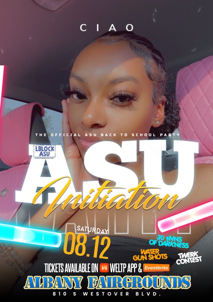 LBlockASU's tweet photo. ‼️‼️‼️Saturday ‼️‼️‼️#ASUBackToSchoolParty @ #Fairgrounds ! #AsuInitiation #ASU27 #ASU26 #ASU25 #ASU24 
@Moneymagicpromo
@Lblockasu
GET TICKETS HERE ASAP 
https://t.co/G5qiKI6gja
#ASU https://t.co/B3unURrMIG