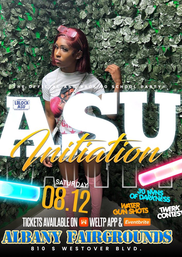 ‼️‼️‼️Saturday ‼️‼️‼️#ASUBackToSchoolParty @ #Fairgrounds ! #AsuInitiation #ASU27 #ASU26 #ASU25 #ASU24 
<a href="/Moneymagicpromo/">MoneyMagic Promotions</a>
@Lblockasu
GET TICKETS HERE ASAP 
weltp.com/event/23
#ASU